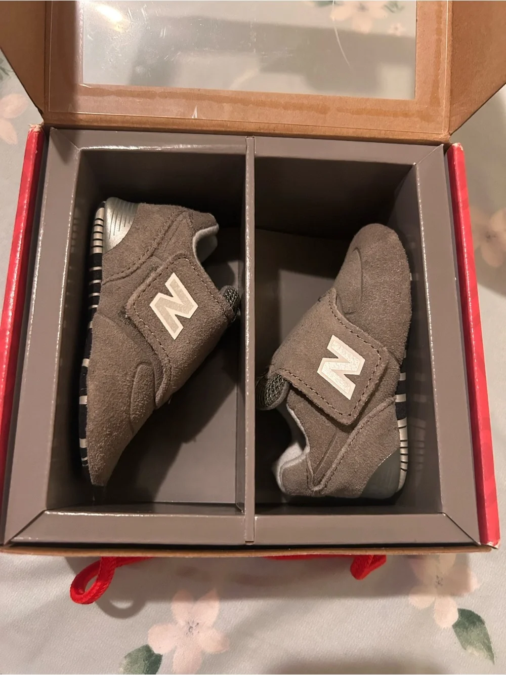 New Balance Toddler Brown/Gray Velcro Suede Sneakers